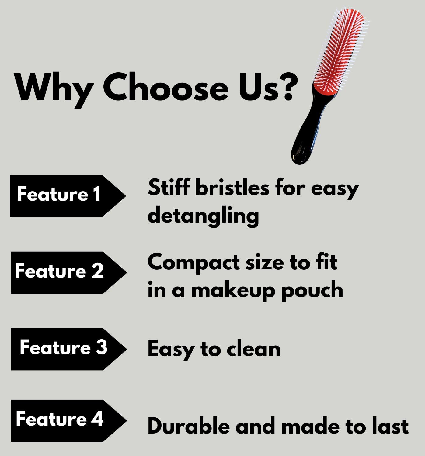 Textured Hair Brush  for Detangling, Separating, Shaping and Defining Curls & Waves