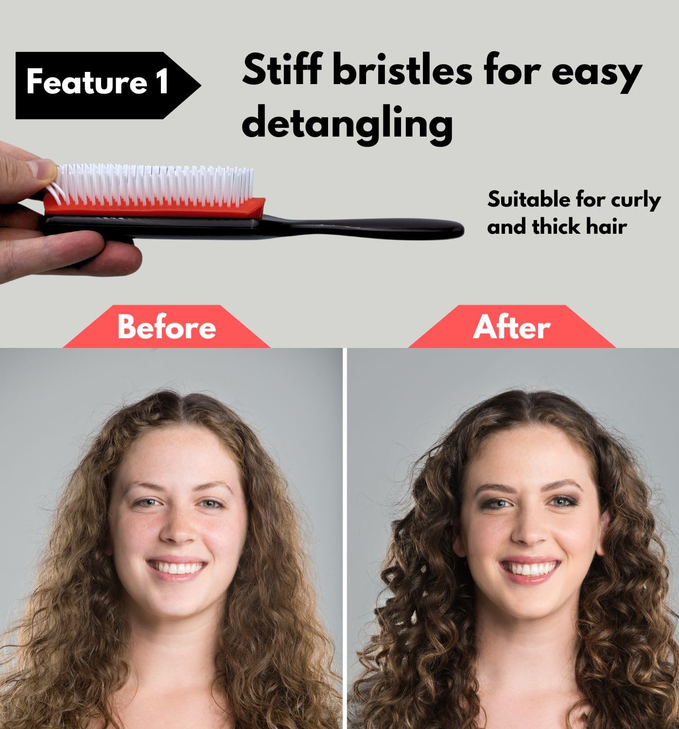 Textured Hair Brush  for Detangling, Separating, Shaping and Defining Curls & Waves