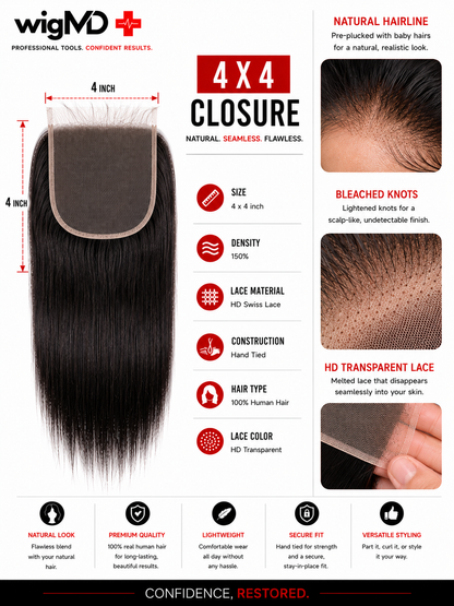 wigMD Premium 100% Customizable Handmade Closure