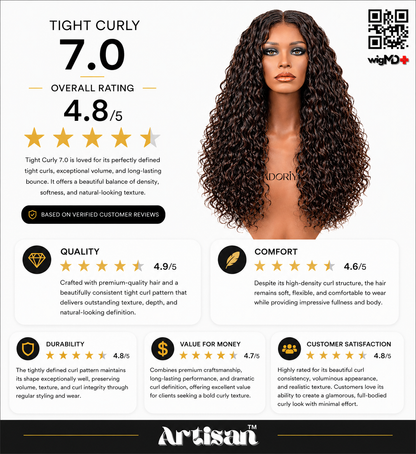 ARTISAN: Tight Curly 7.0 Premium 100% Human Hair Wig