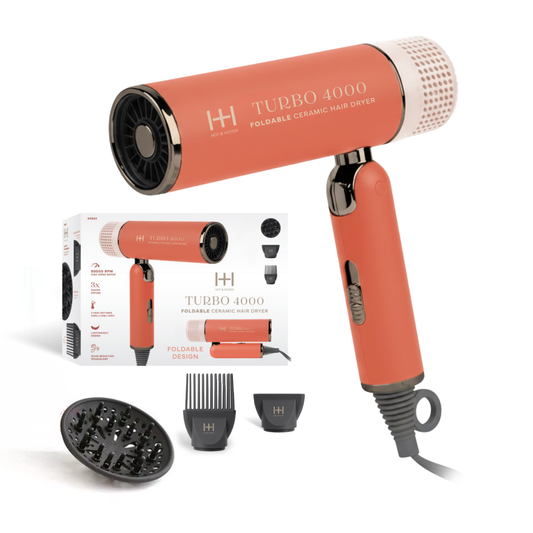 Hot & Hotter Ceramic Turbo 4000 Foldable Hair Dryer, 1 Count, Orange