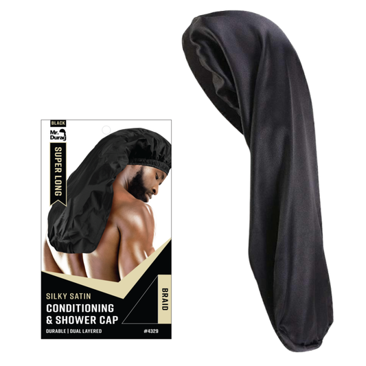 Mr. Durag Shower & Conditioning Cap Braid , 1 Count, Black