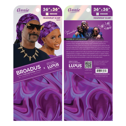 Broadus Collection Headwrap Scarf by Shante & Snoop Dogg, Purple Butterfly